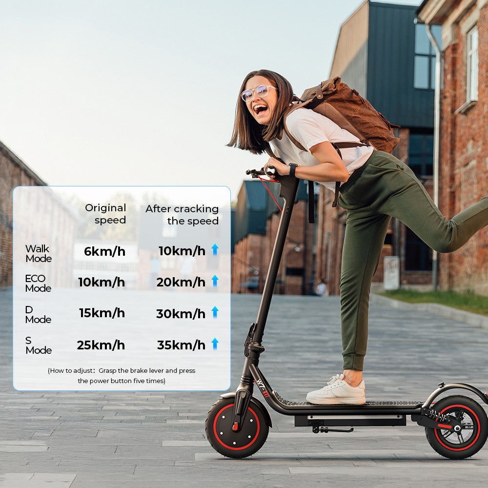 Elektromobilný skúter iScooter W7, 350W motor, 42V 7,8AH batéria, 8,5-palcové koleso, maximálna rýchlosť 35 km/h, dojazd 30 km, kotúčové brzdy, dvojité odpruženie, ovládanie cez aplikáciu.