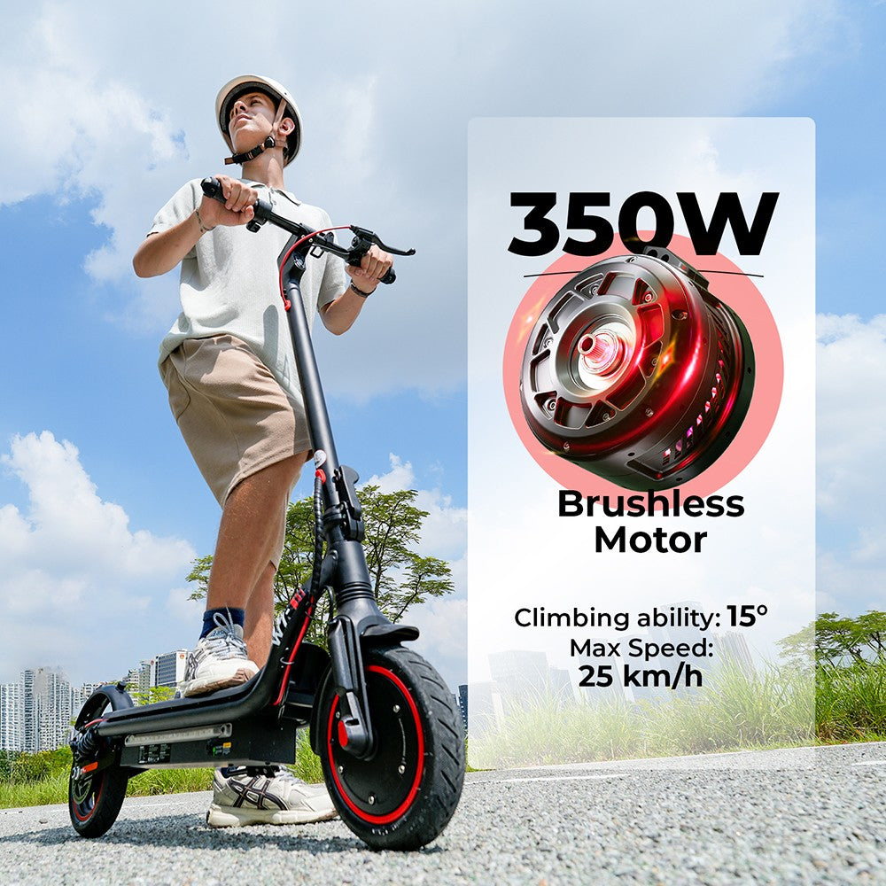 Elektromobilný skúter iScooter W7, 350W motor, 42V 7,8AH batéria, 8,5-palcové koleso, maximálna rýchlosť 35 km/h, dojazd 30 km, kotúčové brzdy, dvojité odpruženie, ovládanie cez aplikáciu.
