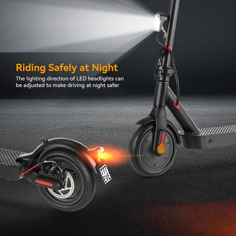 Električný skúter E9 Pro, certifikácia ABE, 350W motor, 36V 7,5Ah batéria, 8,5-palcové koleso, maximálna rýchlosť 20 km/h, dojazd 30 km, dvojitý brzdový systém, ovládanie cez aplikáciu.