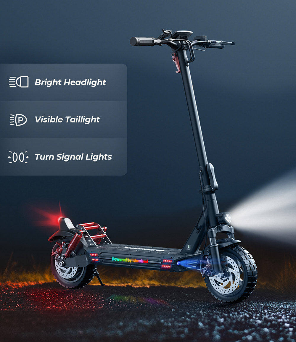 Elektrokolobežka isinwheel GT1, 800W motor, 48V 10Ah batéria, 10-palcové terénne pneumatiky, maximálna rýchlosť 45 km/h, dojazd 45 km, kotúčové brzdy, predné a zadné odpruženie, maximálne zaťaženie 150 kg, ovládanie cez aplikáciu.