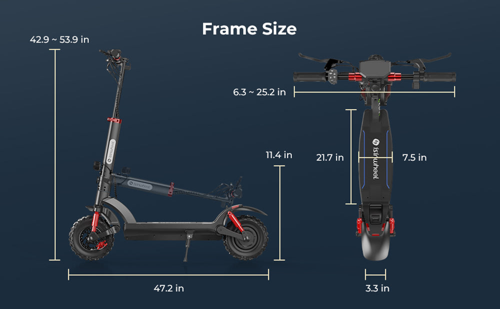 Elektromobilný skúter isinwheel GT2 do terénu, 800W motor, 48V 15Ah batéria, 11-palcové pneumatiky, maximálna rýchlosť 45 km/h, maximálny dojazd 45 km, kotúčové brzdy, štvorité tlmiče nárazov.