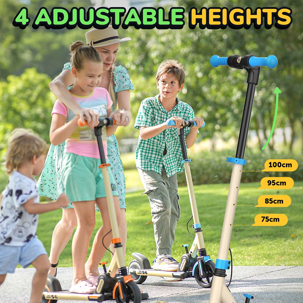 isinwheel S6 detský skladací elektrický skúter, 150W motor, 21,6V 5Ah batéria, 6,5-palcové pneumatiky, maximálna rýchlosť 15 km/h, dojazd 15 km, zadná blatníková brzda a elektronická brzda, nastaviteľná výška - modrá