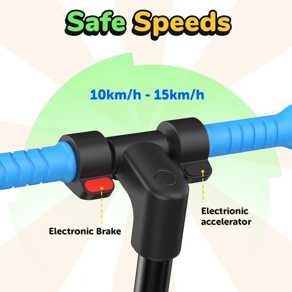 isinwheel S6 detský skladací elektrický skúter, 150W motor, 21,6V 5Ah batéria, 6,5-palcové pneumatiky, maximálna rýchlosť 15 km/h, dojazd 15 km, zadná kotúčová brzda a elektronická brzda, nastaviteľná výška - modrá