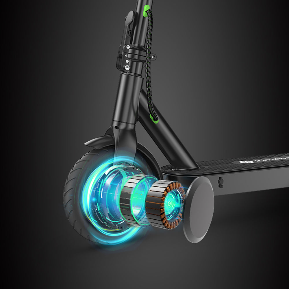 Elektromobilná kolobežka isinwheel S9 Pro, 350W motor, 36V 7,5Ah batéria, 8,5 palcové pneumatiky, maximálna rýchlosť 25 km/h, dojazd 28 km, ovládanie cez aplikáciu.