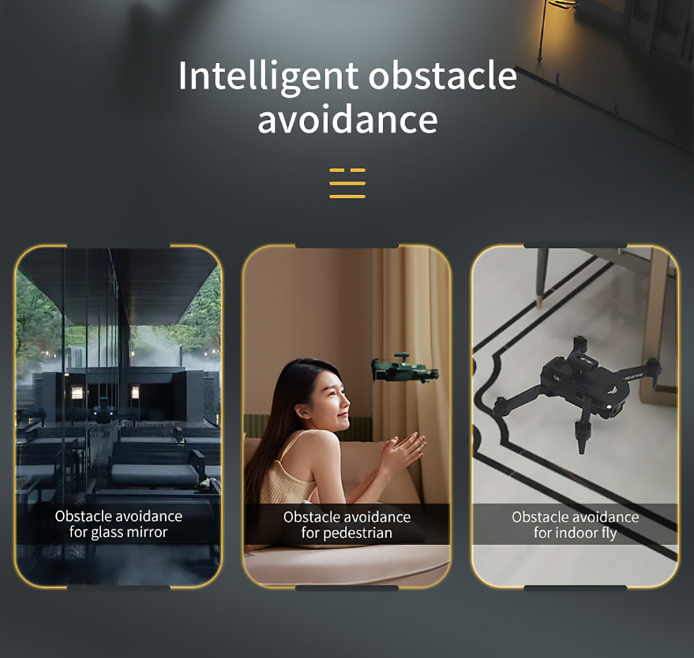 Skladací RC dron JJRC H106 s funkciou vyhýbania sa prekážkám zo všetkých strán, kvadrokoptéra s dvoma kamerami - oranžová