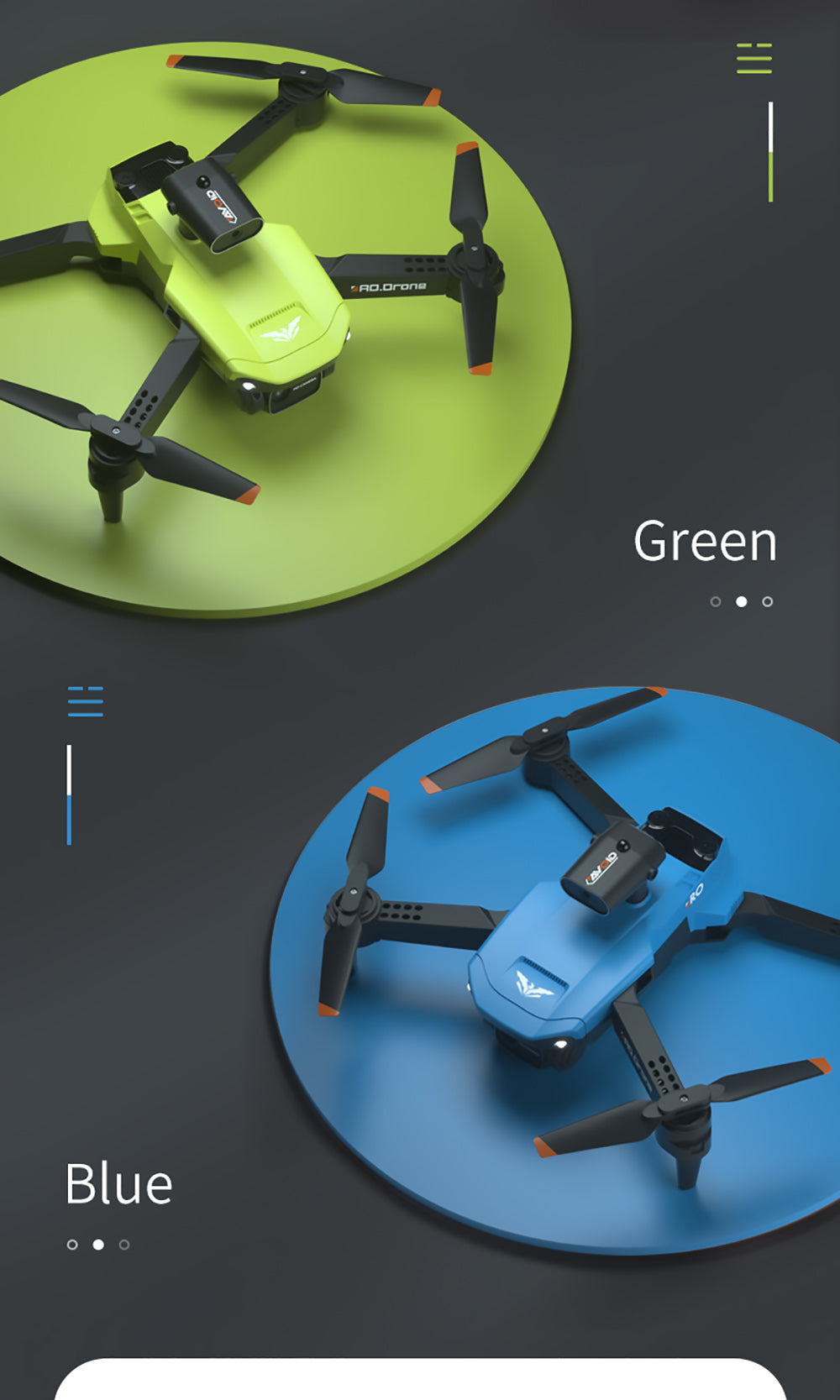 Skladací RC dron JJRC H106 s funkciou vyhýbania sa prekážkám zo všetkých strán, kvadrokoptéra s dvoma kamerami - oranžová