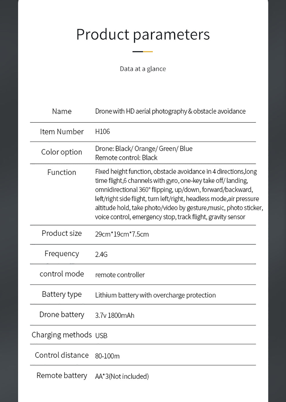 Skladací RC dron JJRC H106 s funkciou vyhýbania sa prekážkám zo všetkých strán, kvadrokoptéra s dvoma kamerami - oranžová
