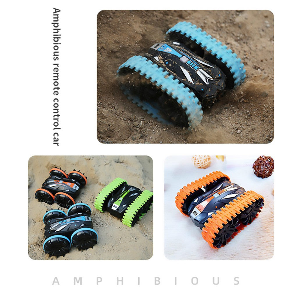 JJRC Q113 1:24 RC kaskadérské auto 4WD 360° rotácia 2v1 vodotesné vodné a pozemné vozidlo - oranžová