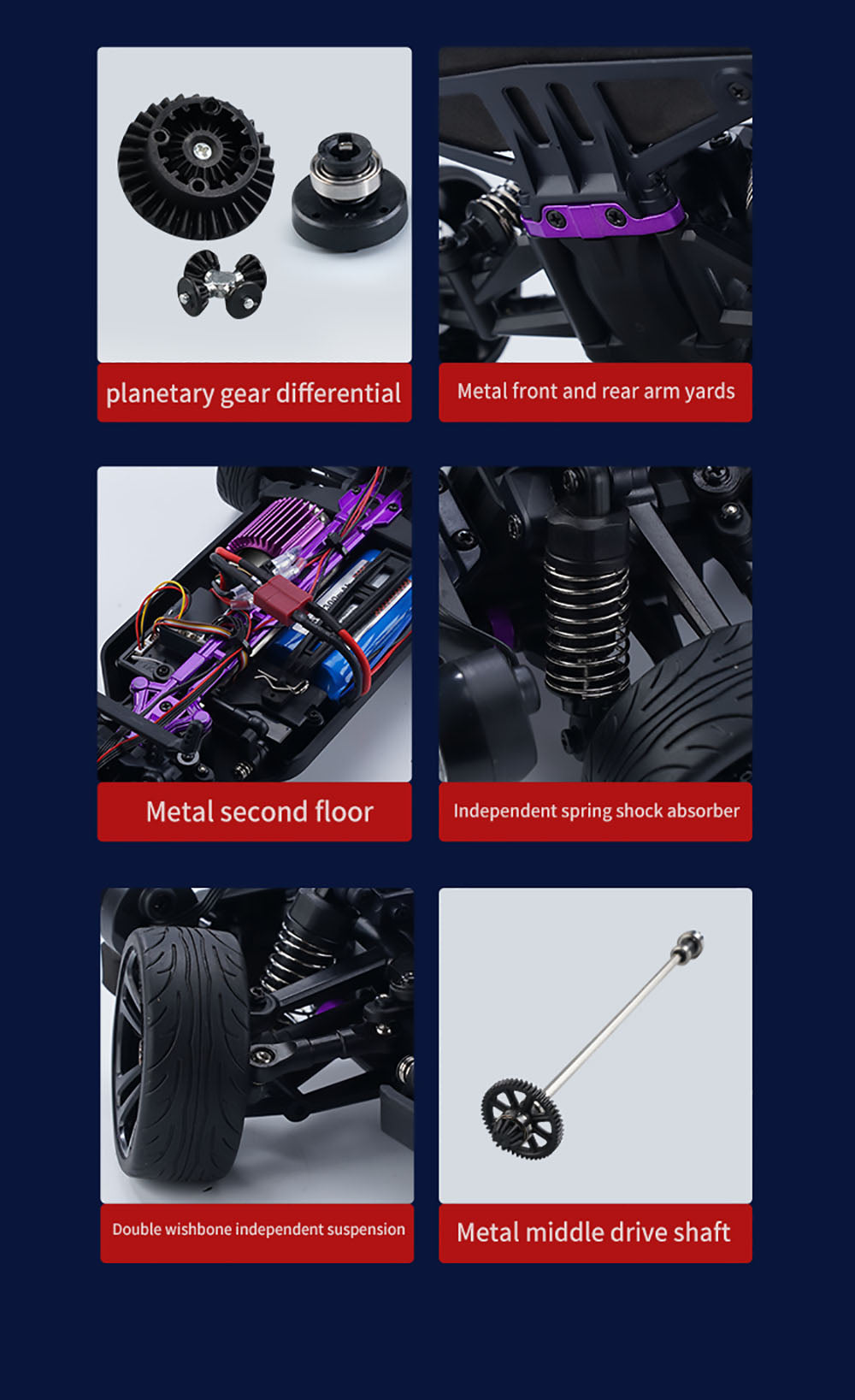 JJRC Q117 F 1:16 2.4G 4WD 35KM/H Driftové auto s plne proporcionálnym ovládáním a naklápěcími svetlometmi - modrá