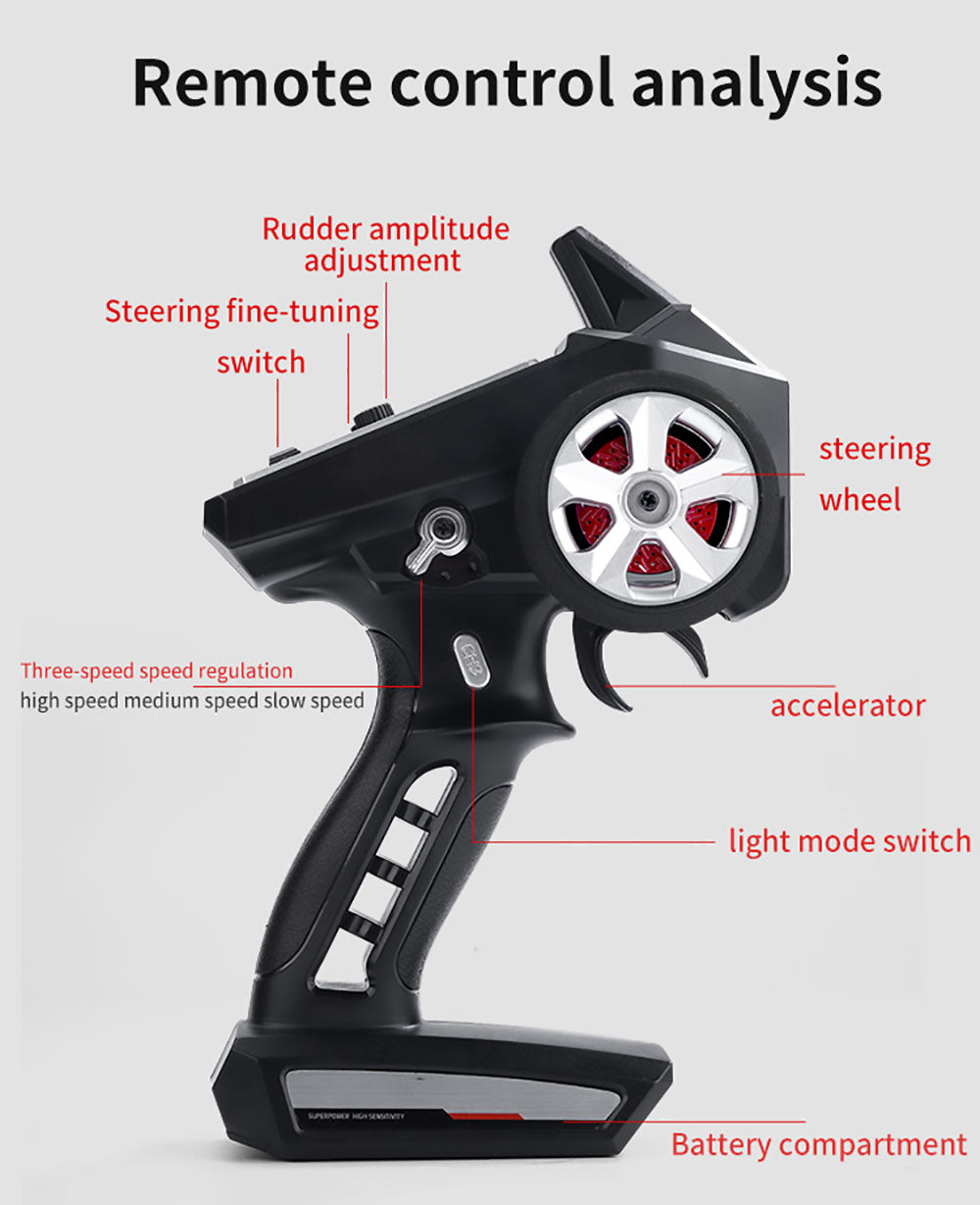 JJRC Q117 F 1:16 2.4G 4WD 35KM/H Driftové auto s plne proporcionálnym ovládáním a naklápěcími svetlometmi - modrá