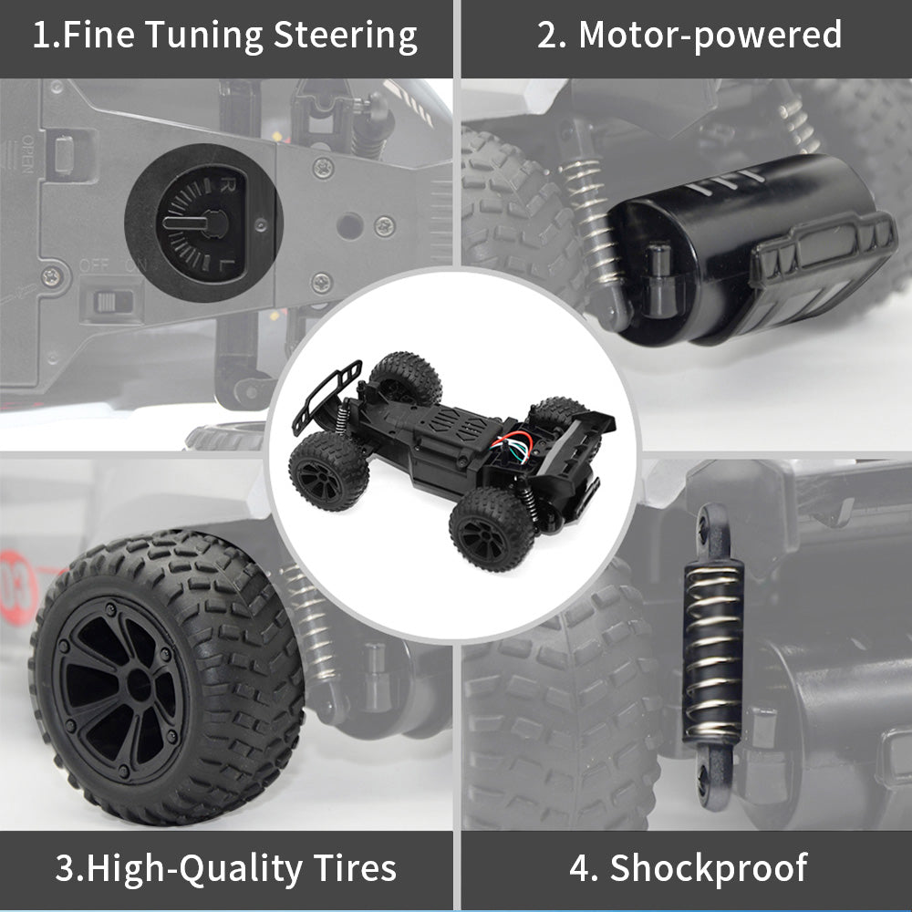 Diaľkovo ovládané auto JJRC Q88 2.4G, ovládanie na vzdialenosť 40-50 m, vysoká rýchlosť, terénne vozidlo, kaskadérské auto, hračka pre deti - strieborná