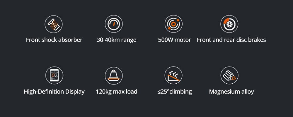 Elektromobilná kolobežka JOYOR C10E, certifikácia ABE, 500W motor, 48V 10.4AH batéria, 10-palcové pneumatiky, maximálna rýchlosť 20 km/h, dojazd 40 km, predná a zadná kotúčová brzda, predné tlmiče