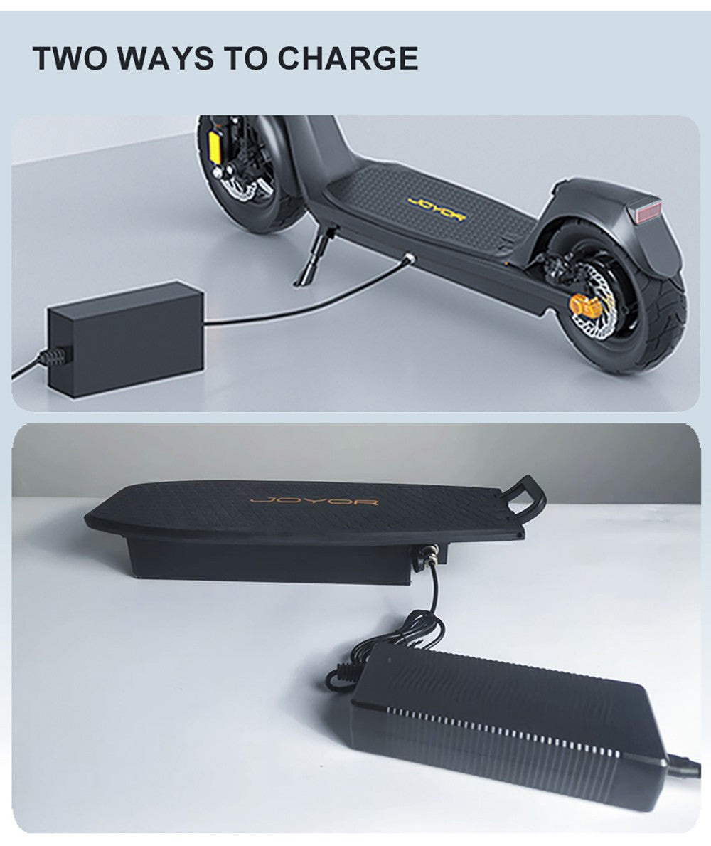 Elektromobilná kolobežka JOYOR C10E, certifikácia ABE, 500W motor, 48V 10.4AH batéria, 10-palcové pneumatiky, maximálna rýchlosť 20 km/h, dojazd 40 km, predná a zadná kotúčová brzda, predné tlmiče