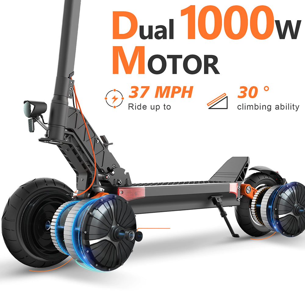 Elektromobilná kolobežka JOYOR S10-S, 10-palcové terénne pneumatiky, 60V 18Ah batéria, 2*1000W dvojitý motor, maximálna rýchlosť 65 km/h, dojazd 70-85 km, nosnosť 120 kg, dvojité hydraulické kotúčové brzdy - čierna