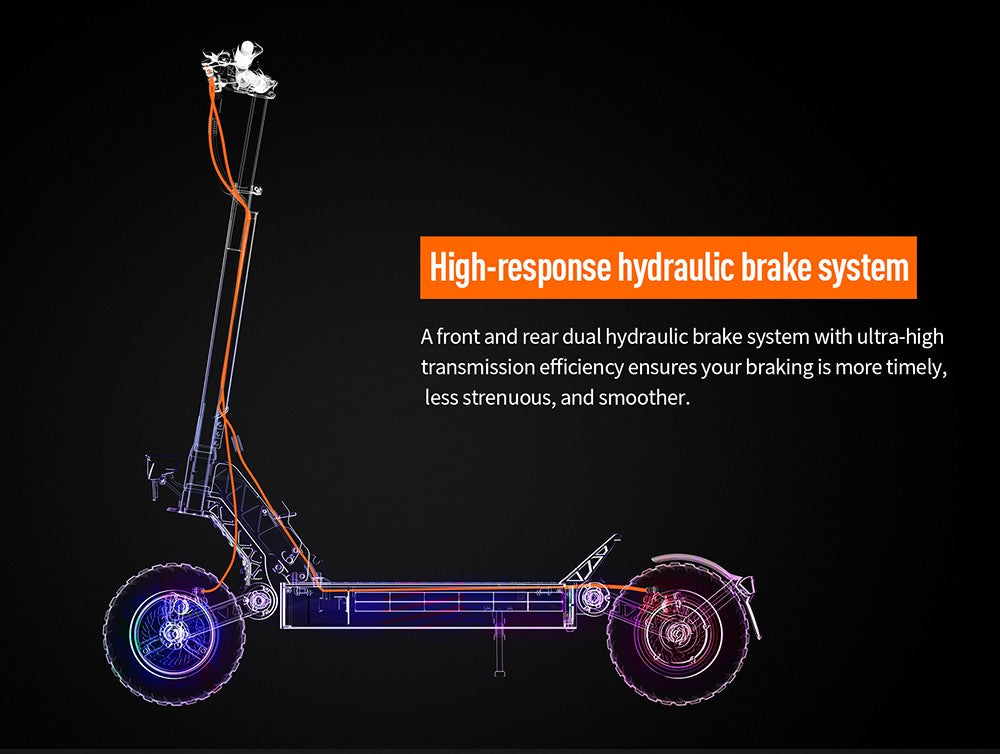 Elektrická kolobežka Joyor S8-S-Z s blikačmi, motorom 600W*2, batériou 48V 26Ah, 10-palcovými kolesami, maximálnou rýchlosťou 55 km/h, dojazdom 75 km, dvojitými hydraulickými brzdami, predným a zadným tlmičom, 6-svetelným systémom.