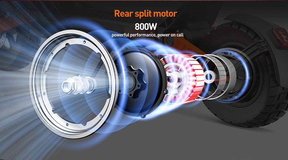 Elektromobilná kolobežka JOYOR S8E, 800W motor, 48V 26AH batéria, 10-palcové pneumatiky, maximálna rýchlosť 45 km/h, dojazd 80 km, predná a zadná kotúčová brzda, predné a zadné tlmiče.