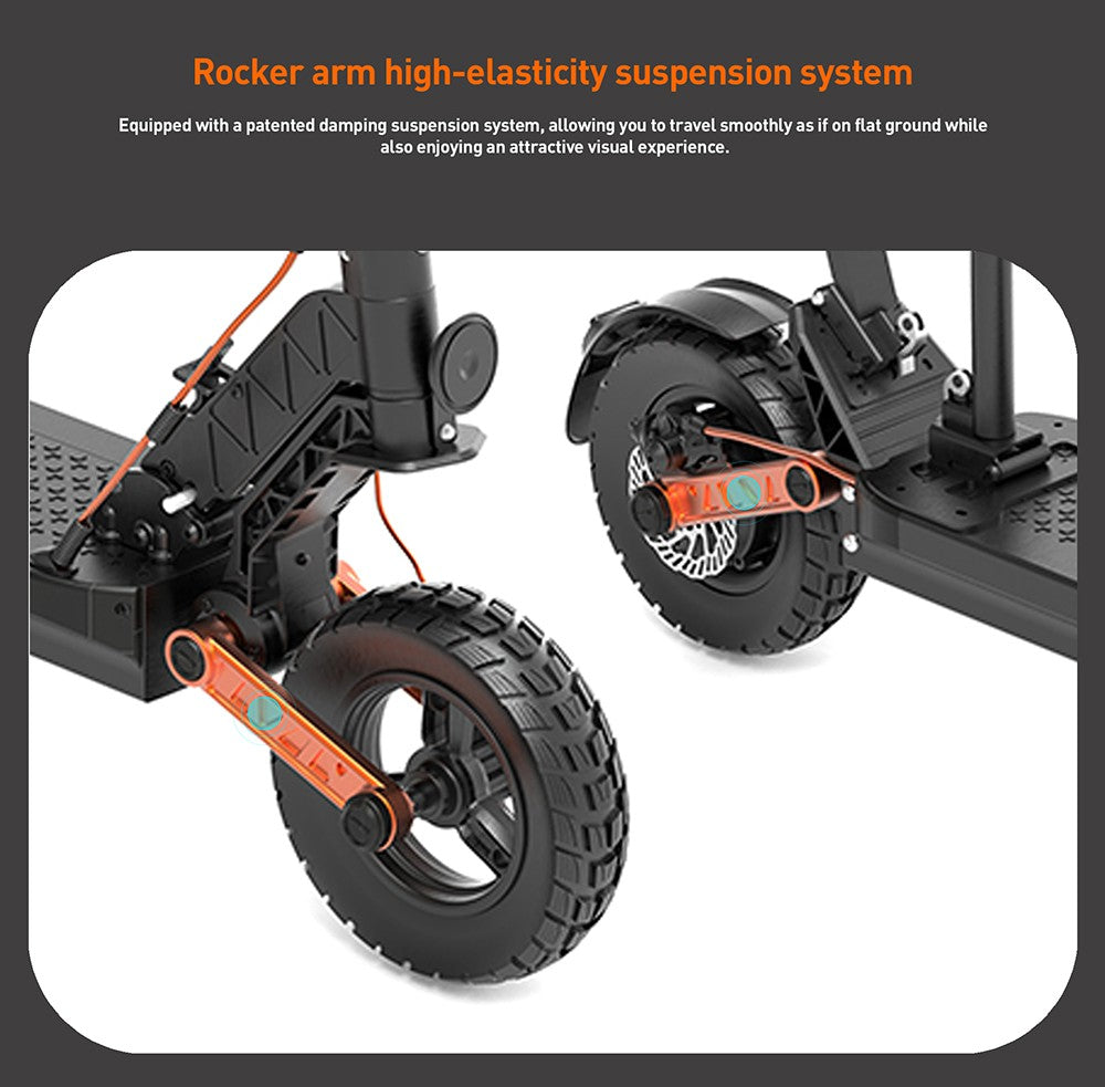 Elektromobilná kolobežka JOYOR S8E, 800W motor, 48V 26AH batéria, 10-palcové pneumatiky, maximálna rýchlosť 45 km/h, dojazd 80 km, predná a zadná kotúčová brzda, predné a zadné tlmiče.