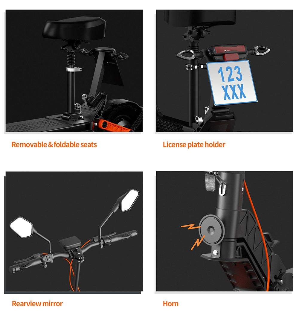 Elektromobilná kolobežka JOYOR S8E, 800W motor, 48V 26AH batéria, 10-palcové pneumatiky, maximálna rýchlosť 45 km/h, dojazd 80 km, predná a zadná kotúčová brzda, predné a zadné tlmiče.