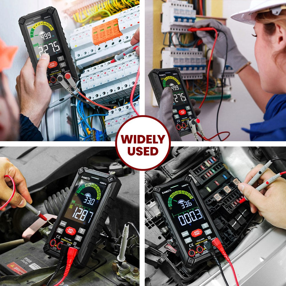 Digitálny multimeter KAIWEETS KM601S, 10000 meraní, True-RMS, inteligentný režim, manuálny režim, dobíjacia batéria, svietilna, automatické uzamknutie – čierna