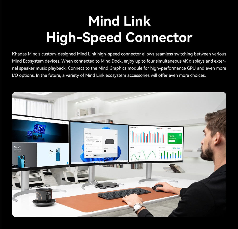 Prenosná pracovná stanica KHADAS Mind Premium Mini PC, Intel Core i7-1360P s 12 jadierami až do 5,0 GHz, 32 GB RAM, 1 TB SSD, WiFi 6E, Bluetooth 5.2, integrovaná batéria 5,55 Wh, 2× USB Type-C, 1× HDMI 2.0, 2× USB 3.2, aplikácia Mind – EU zástrčka