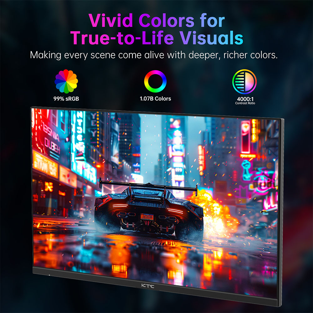 Herný monitor KTC H27E22P, 27 palcov, 1920*1080 FHD, FAST VA panel, kontrastný pomer 4000:1, vysoká obnovovacia frekvencia 280 Hz, doba odezvy 1 ms GTG, FreeSync & G-Sync, HDR10, nízke modré svetlo a bez blikania, 2*HDMI 2.0, 1*DP 1.4, 1*USB 2.0, 1*slúchadlový výstup