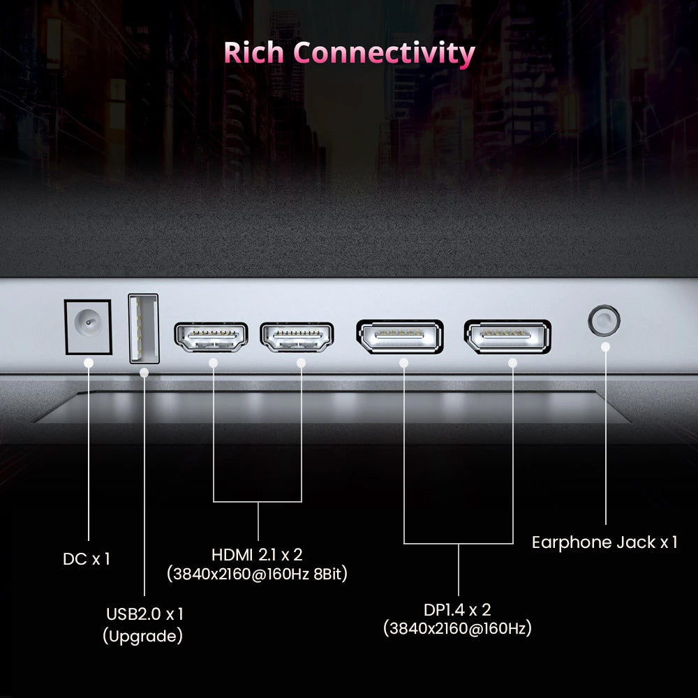 KTC H27P22S 27-palcový herný monitor, 3840x2160 UHD AUO 7.0 FAST IPS panel, HDR400, obnovovacia frekvencia 160 Hz, doba odezvy 1 ms, 132 % sRGB, kompatibilný s FreeSync a G-SYNC, nízka modrá svetelná vlna, 2×HDMI2.1, 2×DP1.4, 1×USB2.0, nastaviteľný stojan a podpora VESA montáže.