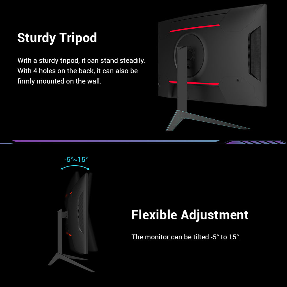 KTC H27S17 27-inch 1500R Curved Gaming Monitor QHD 2560x1440 16:9 ELED 180Hz 120% sRGB 4000:1 Contrast Ratio 1ms MPRT Response Time Low Motion Blur Compatible with FreeSync G-Sync USB 2xHDMI2.0 2xDP1.4 Audio Out VESA Mount