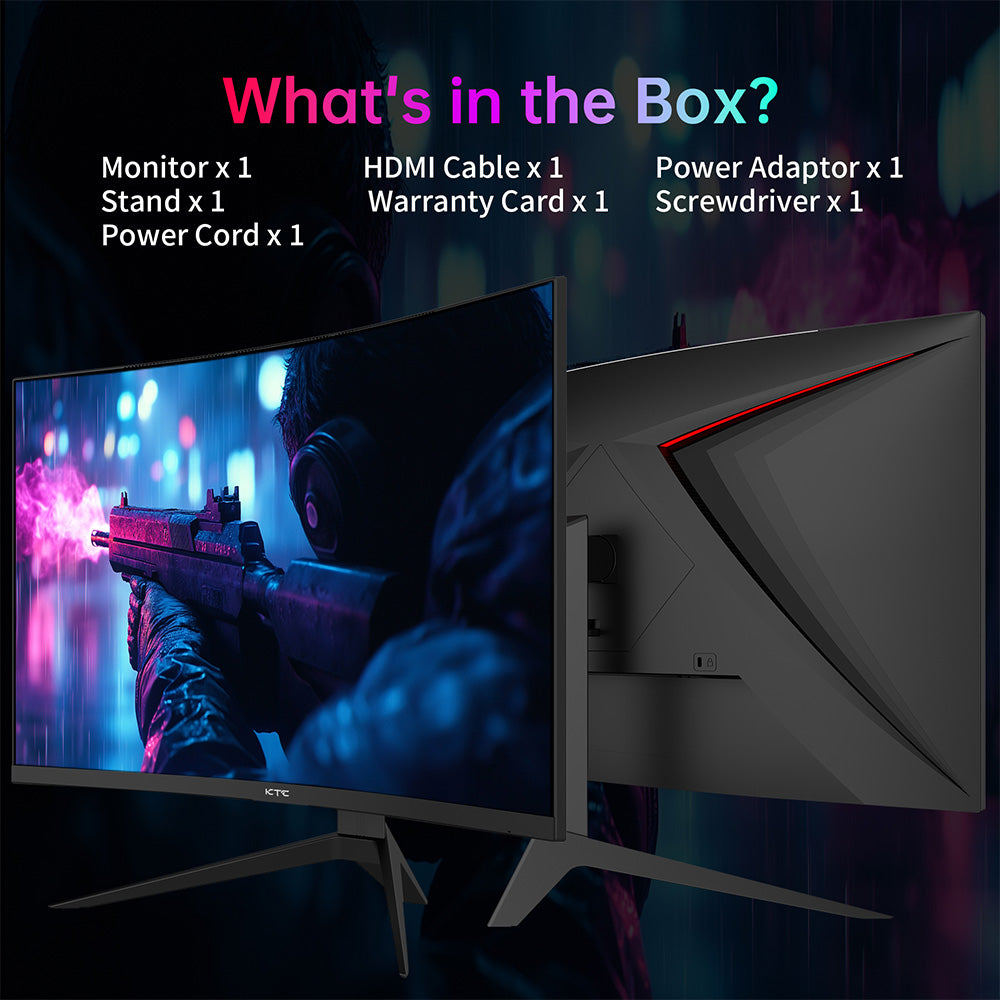 Herný monitor KTC H27S25E, 27 palcový 2560*1440 QHD CSOT HVA displej, 1000R zakrivenie, obnovovacia frekvencia 240 Hz, doba odezvy 1 ms MPRT, adaptívna synchronizácia, kontrastný pomer 2500:1, VESA uchytenie, nízke modré svetlo a bez blikania, 2*HDMI 2.0, 1*DP1.2, 1*slúchadlový výstup