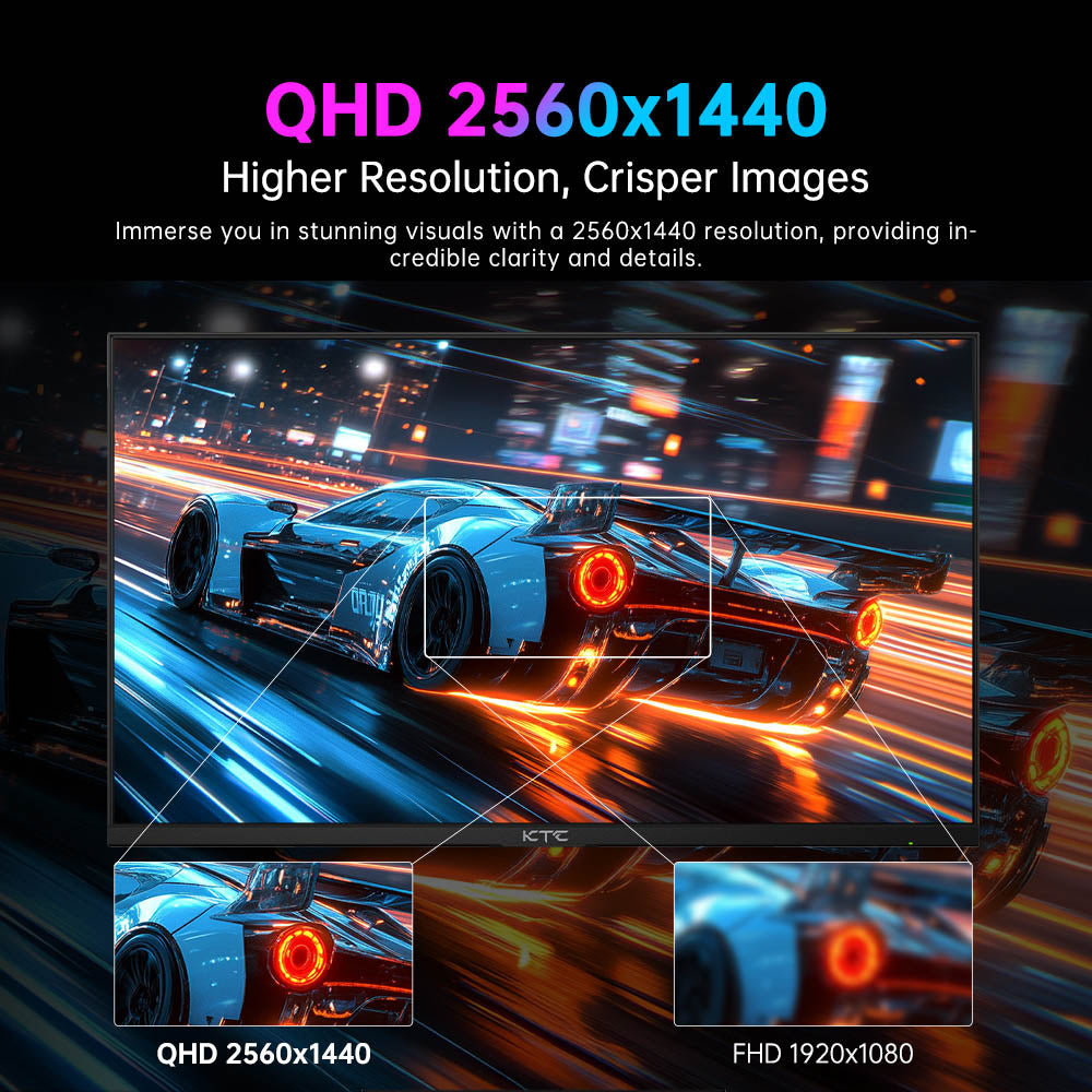 KTC H27T22 27-inch Gaming Monitor 2560x1440 QHD 16:9 ELED 180Hz Fast IPS Panel Screen 1ms GTG Response Time 99% sRGB HDR10 Low Motion Blur Compatible with FreeSync G-SYNC USB 2xHDMI2.0 2xDP1.4 Audio Out Horizontal &amp; Vertical Rotated VESA Mount