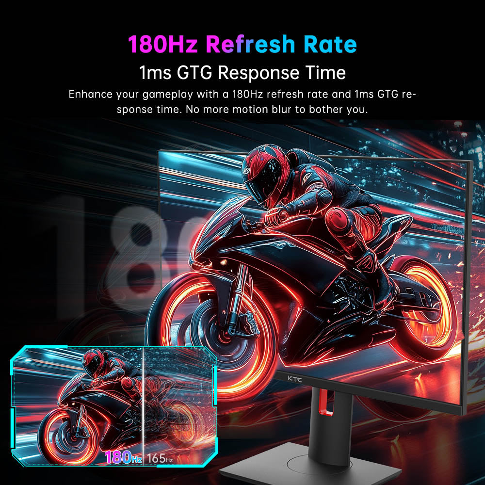 KTC H27T22 27-inch Gaming Monitor 2560x1440 QHD 16:9 ELED 180Hz Fast IPS Panel Screen 1ms GTG Response Time 99% sRGB HDR10 Low Motion Blur Compatible with FreeSync G-SYNC USB 2xHDMI2.0 2xDP1.4 Audio Out Horizontal &amp; Vertical Rotated VESA Mount