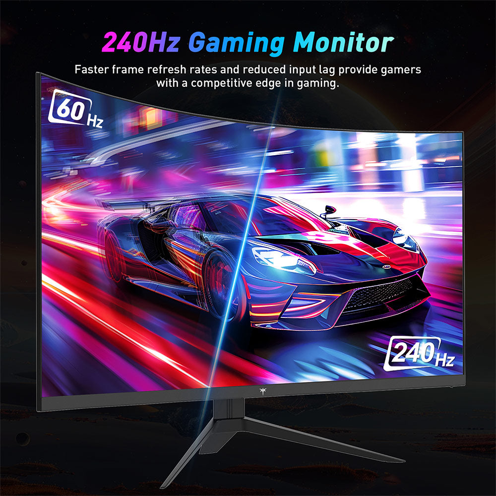KTC H32S17F 32'' zakrivený herný monitor, 1920*1080 HVA panel, obnovovacia frekvencia 240 Hz, 125 % sRGB, kontrastný pomer 3500:1, adaptívna synchronizácia, HDR10, doba odezvy 3 ms, 2*HDMI2.0 1*DP1.4 1*USB2.0 1*Audio, VESA montáž, nastaviteľný sklon, nízke modré svetlo