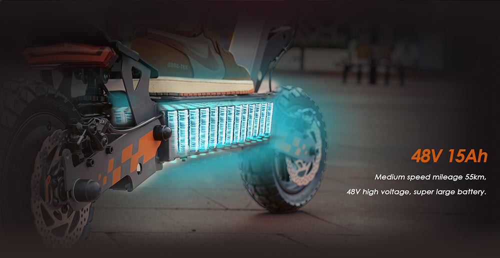 Sklapovací elektrický skúter Kukirin G2, 800W motor, 48V 15Ah batéria, 10-palcové pneumatiky, maximálna rýchlosť 45 km/h, dojazd 55 km, dotykový displej, predné a zadné kotúčové brzdy.