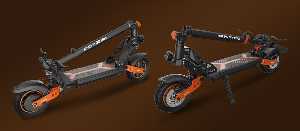 Elektrokolobežka KuKirin G2 Max, 10-palcové terénne pneumatiky, 1000W motor, maximálna rýchlosť 55 km/h, 48V 20Ah batéria, dojazd 80 km, maximálne zaťaženie 120 kg, odnímateľné sedadlo, nastaviteľná výška.