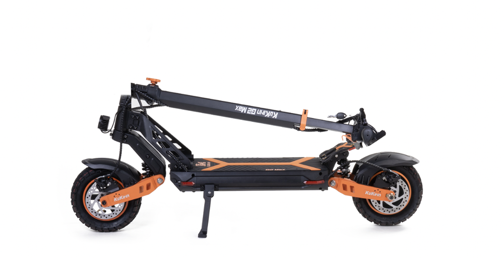 Elektrokolobežka KuKirin G2 Max, 10-palcové terénne pneumatiky, 1000W motor, maximálna rýchlosť 55 km/h, 48V 20Ah batéria, dojazd 80 km, maximálne zaťaženie 120 kg, odnímateľné sedadlo, nastaviteľná výška.