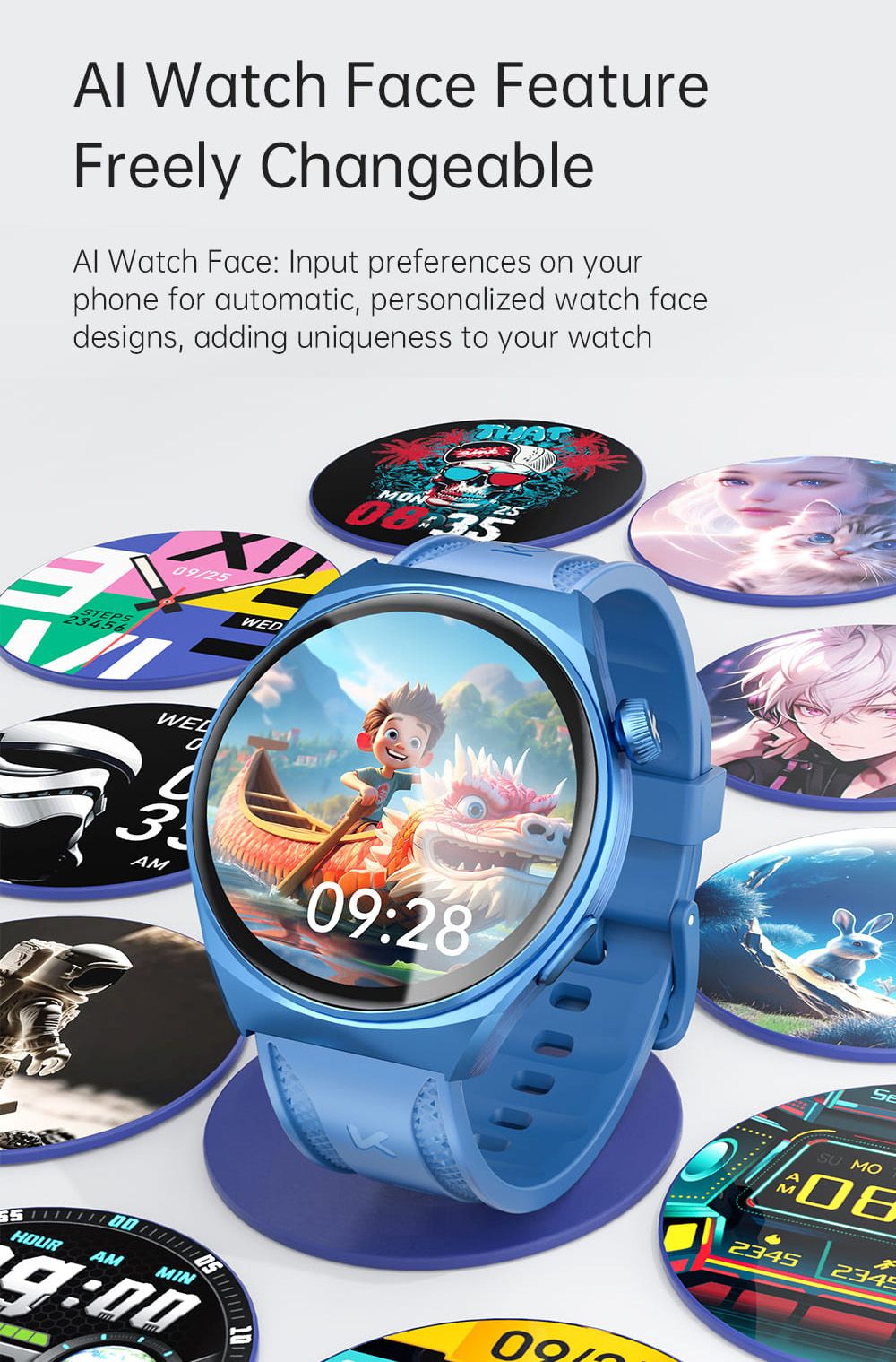 Inteligentné hodinky KUMI GW6, 1,43-palcový AMOLED HD displej, funkcia hlasového ovládania AI, monitorovanie spánku a tepovej frekvencie, Bluetooth volania - čierna