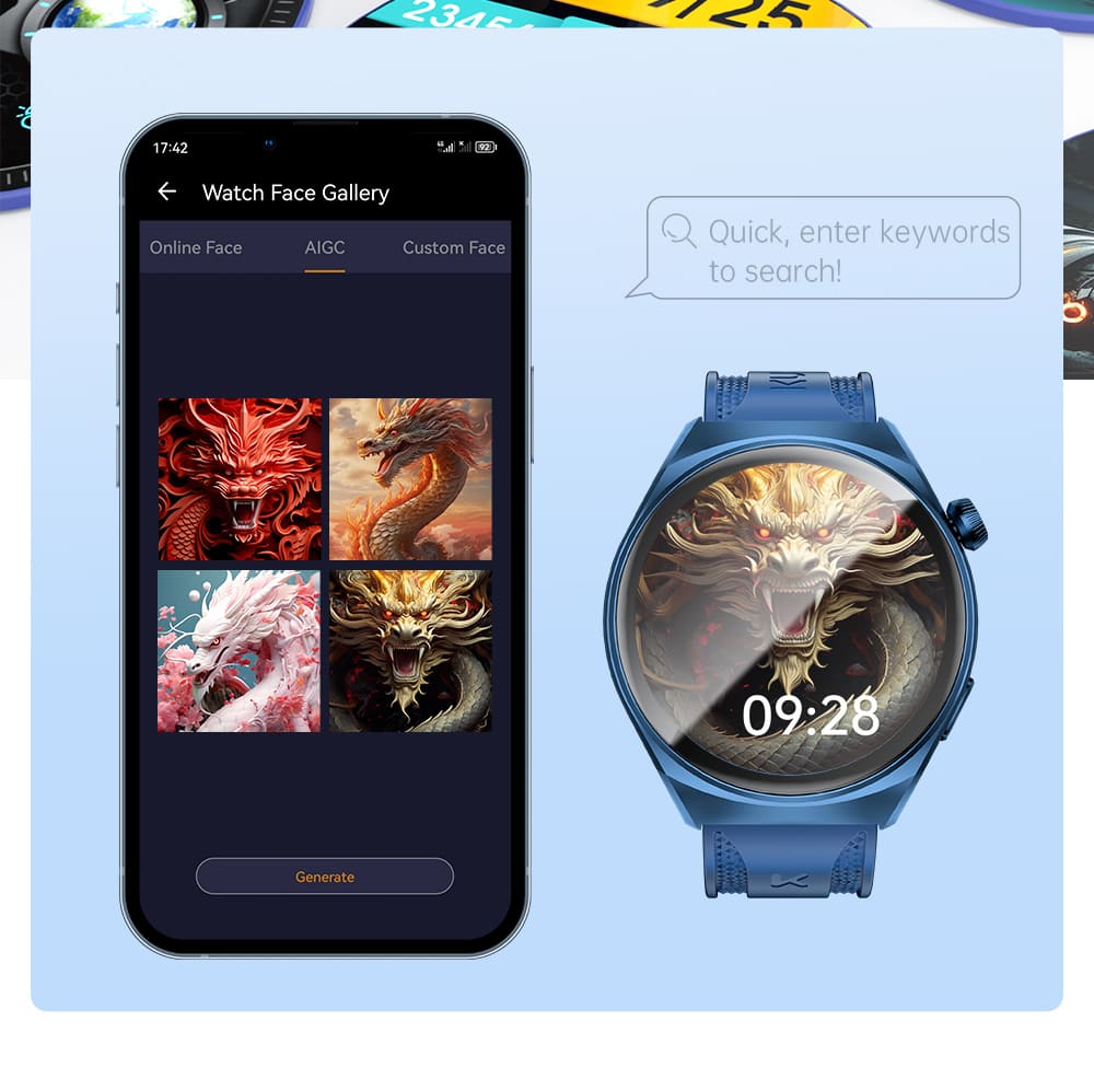 Inteligentné hodinky KUMI GW6, 1,43-palcový AMOLED HD displej, funkcia hlasového ovládania AI, monitorovanie spánku a tepovej frekvencie, Bluetooth volania - čierna