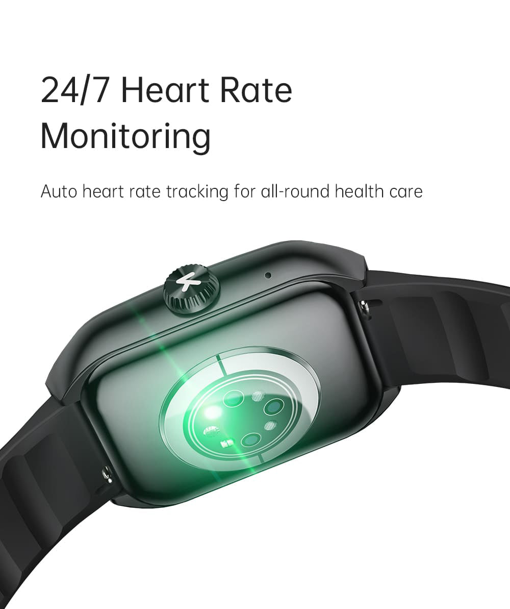 KUMI KU7 Smartwatch, 1,96'' AMOLED displej, Bluetooth volania, monitorovanie zdravia, informácie o akciovom trhu, 100 sportovych režimov - čierna