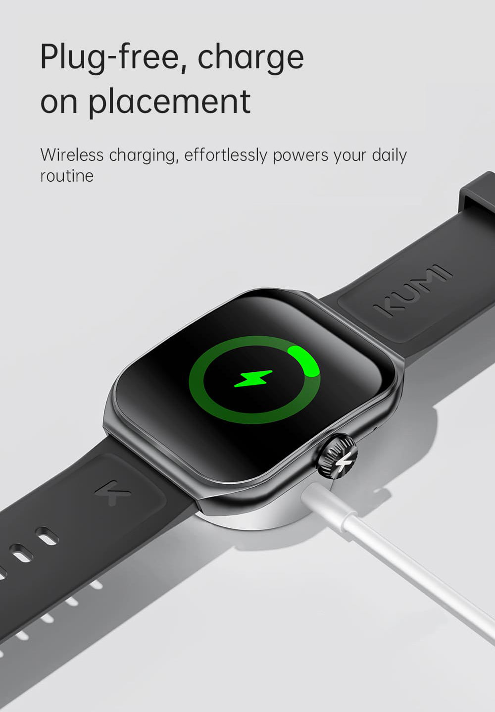 KUMI KU7 Smartwatch, 1,96'' AMOLED displej, Bluetooth hovory, monitorovanie zdravotného stavu, informácie o akciovom trhu, 100 režimů pro sport - Černá