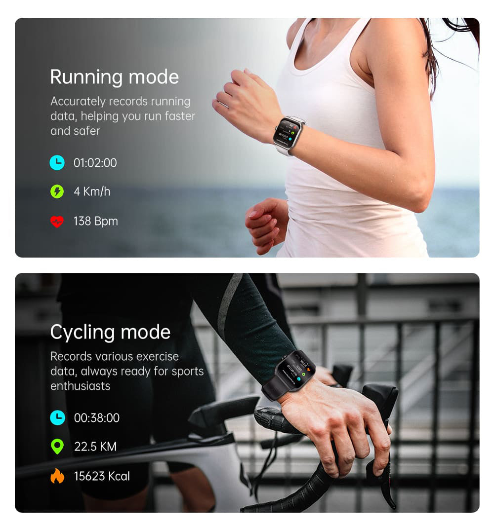 KUMI KU7 Smartwatch, 1,96'' AMOLED displej, Bluetooth hovory, monitorovanie zdravotného stavu, informácie o akciovom trhu, 100 režimů pro sport - Černá