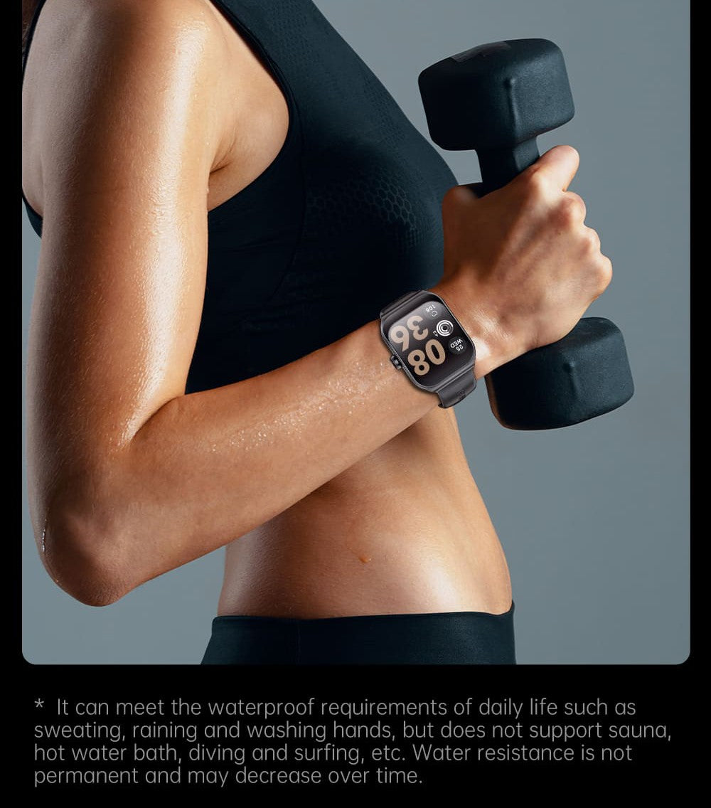 KUMI KU7 Smartwatch, 1,96'' AMOLED displej, Bluetooth hovory, monitorovanie zdravotného stavu, informácie o akciovom trhu, 100 režimů pro sport - Černá