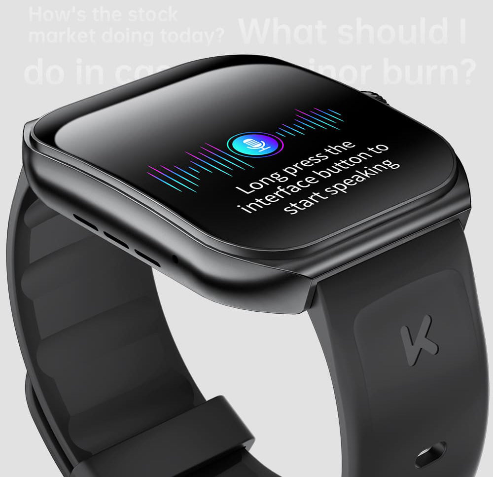 KUMI KU7 Smartwatch, 1,96'' AMOLED displej, Bluetooth hovory, monitorovanie zdravotného stavu, informácie o akciovom trhu, 100 režimů pro sport - Černá