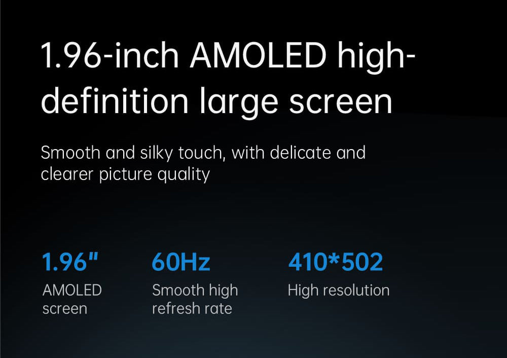 KUMI KU7 Smartwatch, 1,96'' AMOLED displej, Bluetooth hovory, monitorovanie zdravotného stavu, informácie o akciovom trhu, 100 režimů pro sport - Černá