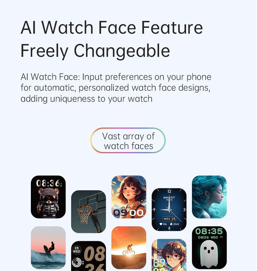 KUMI KU7 Smartwatch, 1,96'' AMOLED displej, Bluetooth hovory, monitorovanie zdravotného stavu, informácie o akciovom trhu, 100 režimů pro sport - Černá