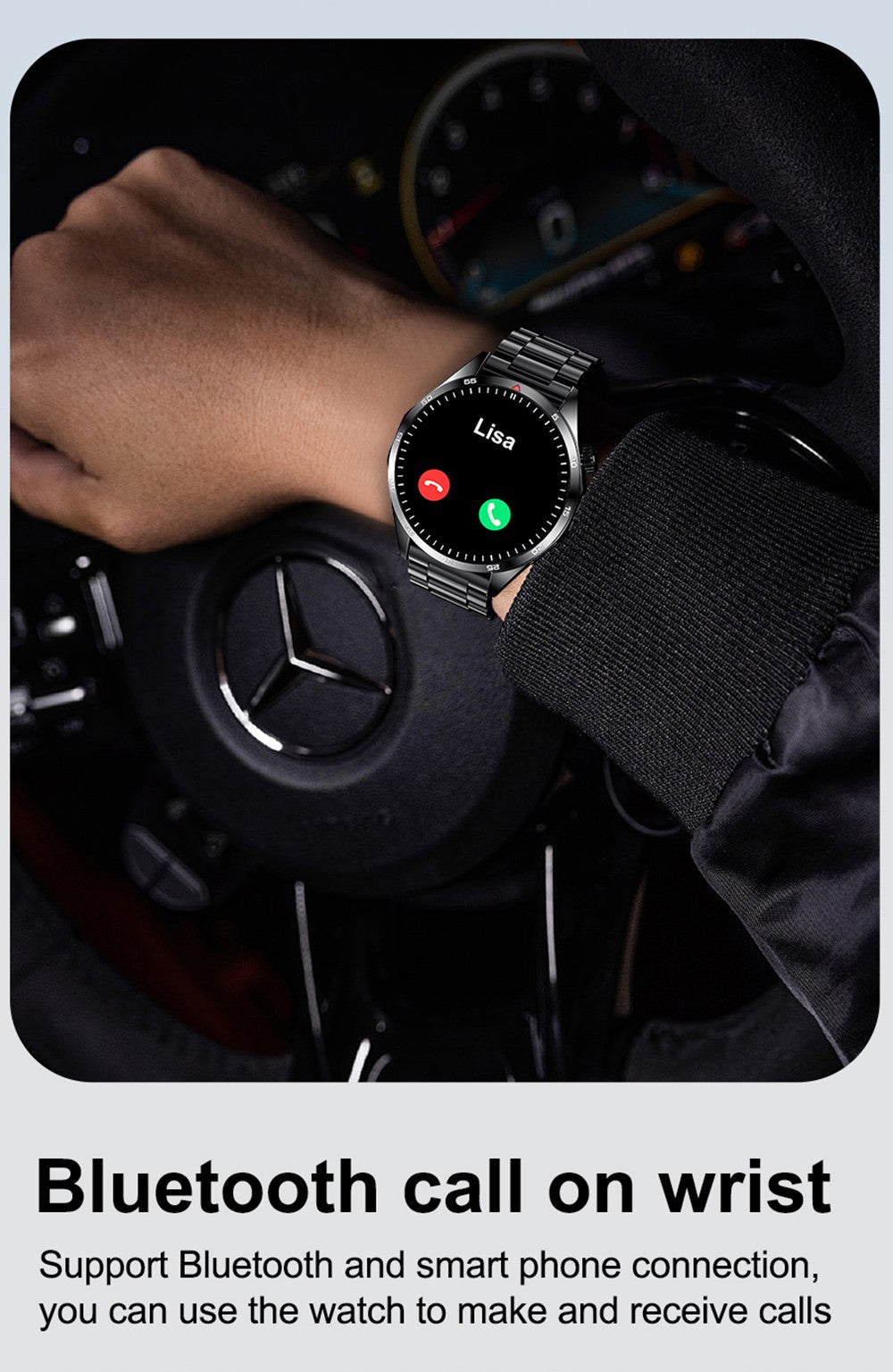 Inteligentné hodinky LEMFO GTS4, 1,5-palcový displej, Bluetooth volania, upozornenie na správy, monitorovanie zdravia, vodotesné IP67 - čierna, silikónový remienok