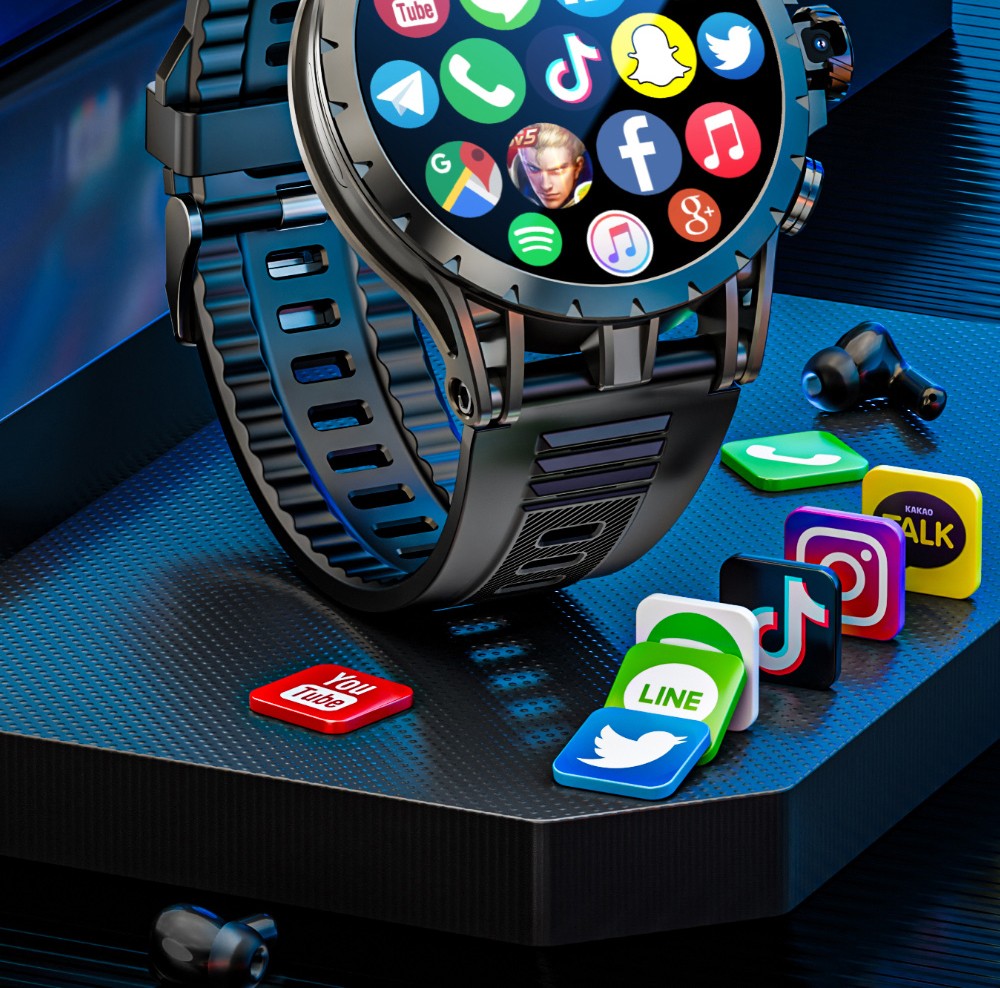 Inteligentné hodinky LOKMAT APPLLP 4, 1,508-palcový AMOLED displej, podpora 4G/5G SIM karty, monitorovanie tepovej frekvencie a kyslíku v krvi, funkcia NFC, GPS určenie polohy.