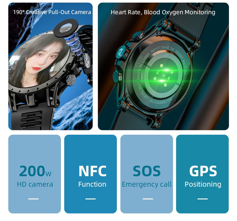 Inteligentné hodinky LOKMAT APPLLP 4, 1,508-palcový AMOLED displej, podpora 4G/5G SIM karty, monitorovanie tepovej frekvencie a kyslíku v krvi, funkcia NFC, GPS určenie polohy.