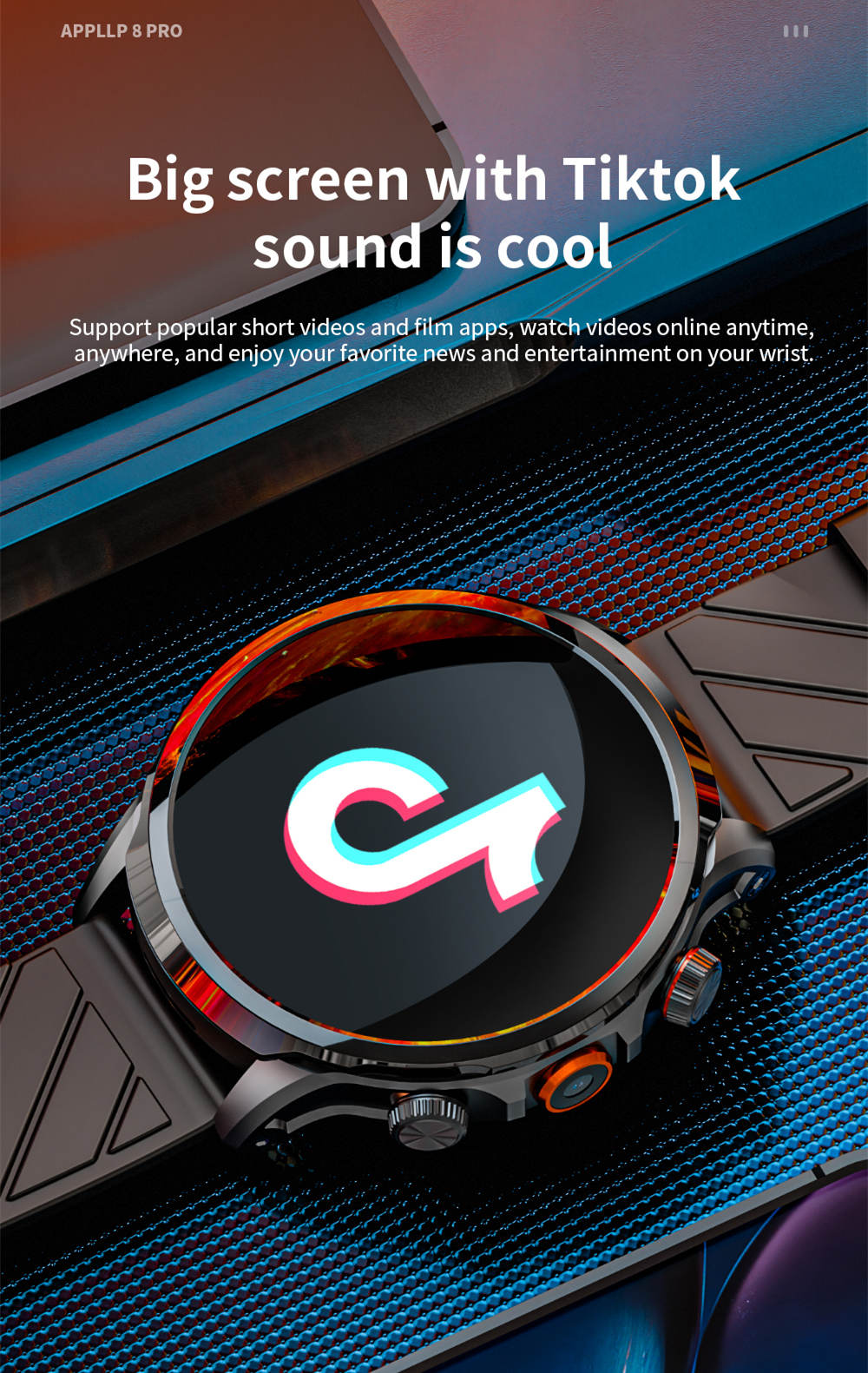 Inteligentné hodinky LOKMAT APPLLP 8 Pro, Android 8.1, 1,85'' HD TFT displej, 4G volania, NFC prístup, monitorovanie srdcového tepu a kyslíku v krvi.