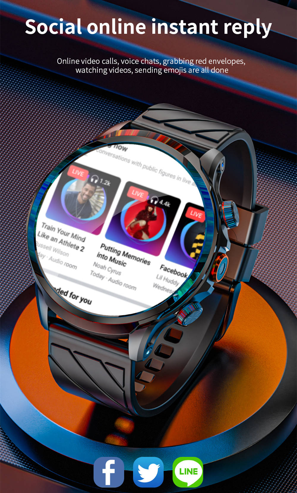 Inteligentné hodinky LOKMAT APPLLP 8 Pro, Android 8.1, 1,85'' HD TFT displej, 4G volania, NFC prístup, monitorovanie srdcového tepu a kyslíku v krvi.