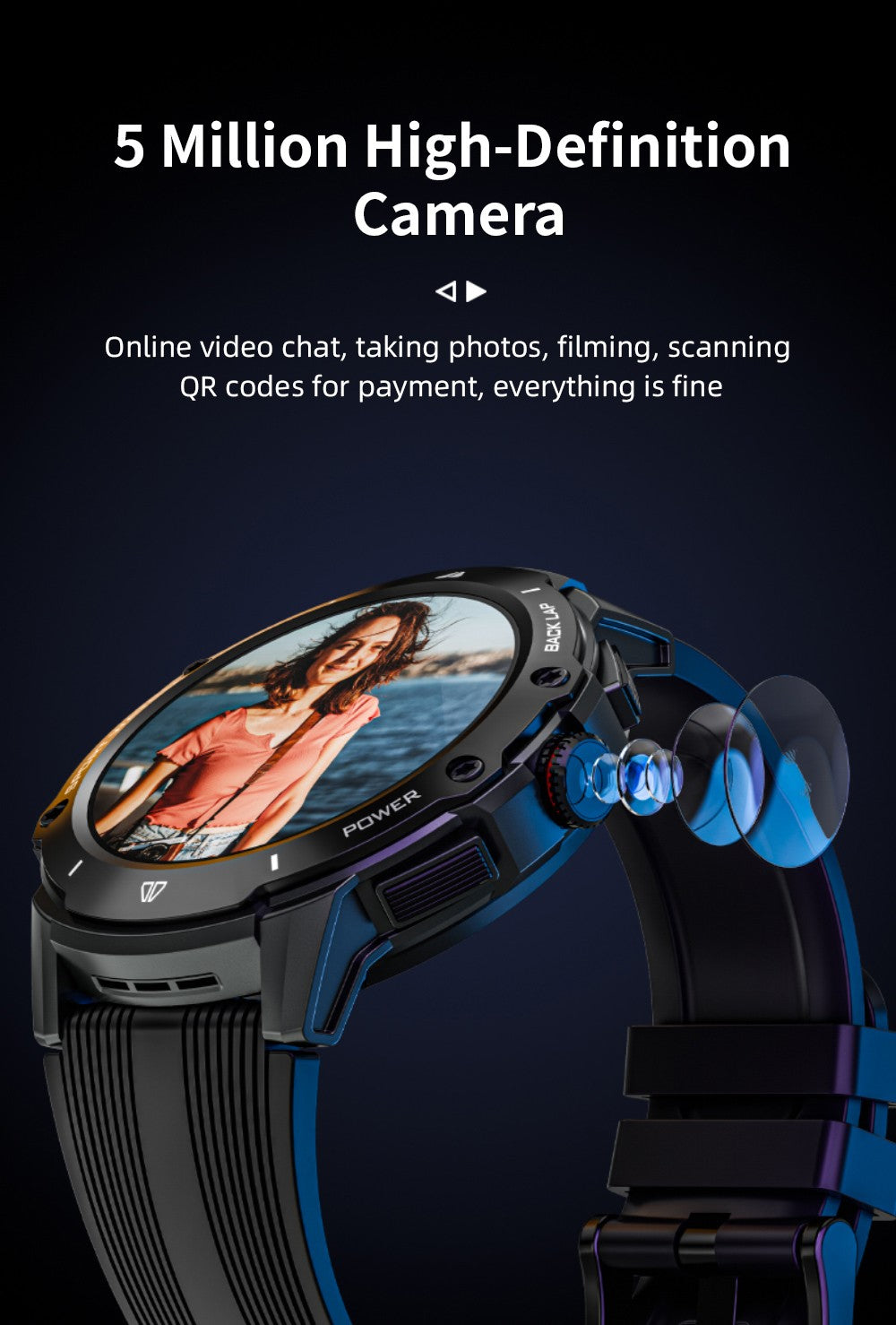 Inteligentné hodinky LOKMAT APPLLP 4G, AMOLED HD displej, NFC čítačka, monitor srdcového tepu, Bluetooth 4.2, viaceré režimy pre rôzne sporty, GPS/Beidou/Granas/AGPS/LBS určovanie polohy