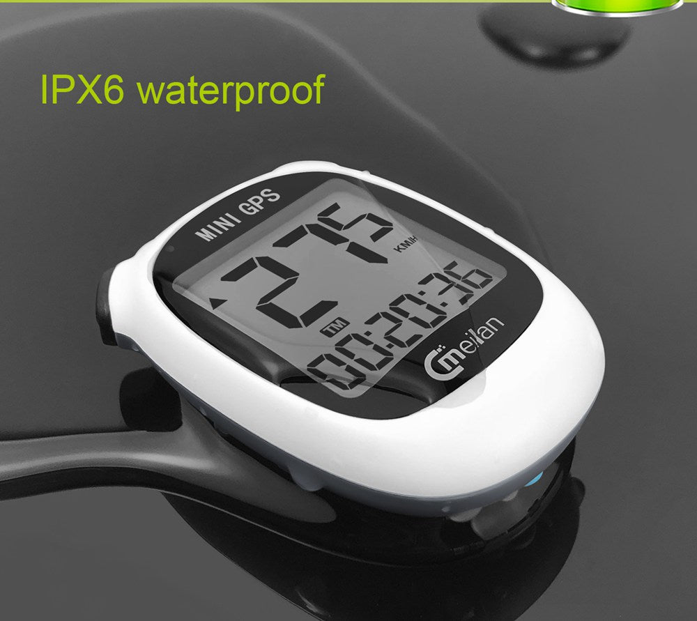 Mini GPS cyklistický počítač Meilan M3, vodotesný, s tachometrom a odometerom, 1,6" monochromatický displej - biela
